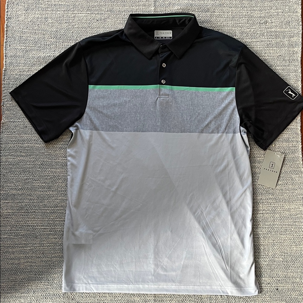 NWT PGA Tour Golf Polo Shirt Large UPF 50